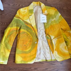 NWT Acne Studios Yellow and White Patterned Blazer